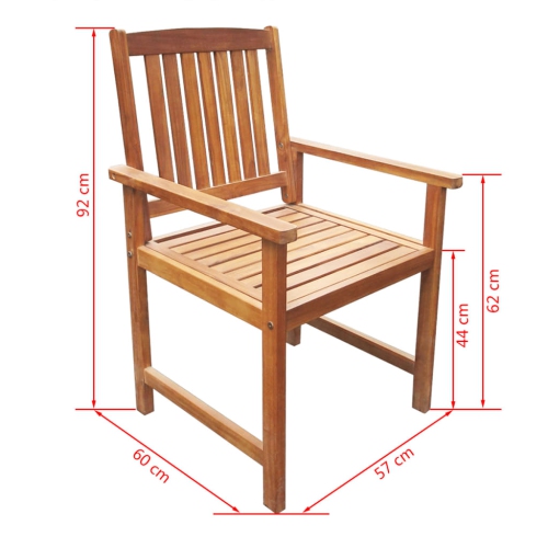 vidaXL Patio Chairs 2 pcs Solid Acacia Wood Brown