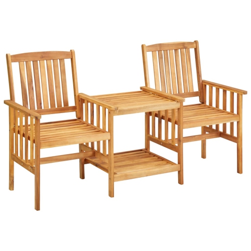 VIDAXL  Patio Chairs With Tea Table 62.5"x24"x36.2" Solid Acacia Wood