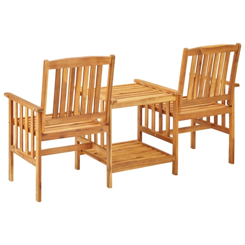 vidaXL Patio Chairs with Tea Table 62.5"x24"x36.2" Solid Acacia Wood
