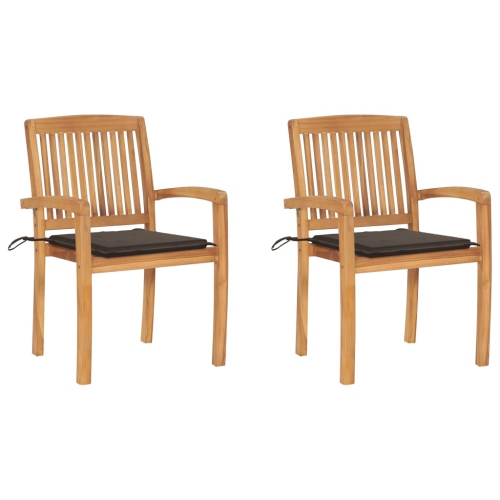 vidaXL Patio Chairs 2 pcs with Taupe Cushions Solid Teak Wood