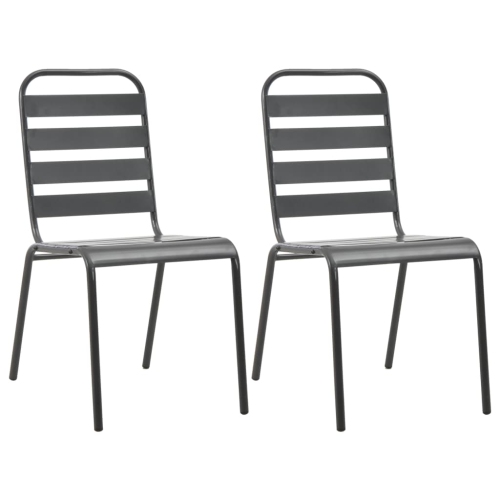 VIDAXL  Stackable Patio Chairs 2 PCs Steel Gray