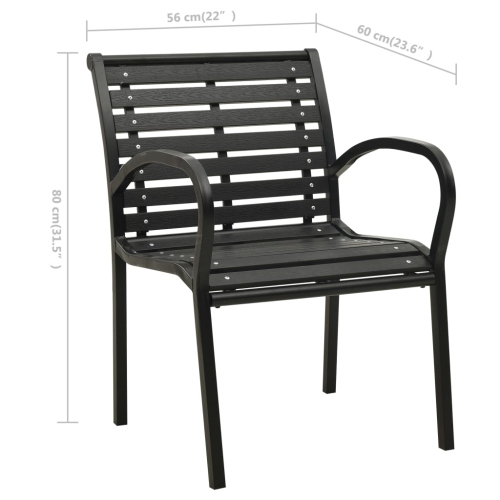 vidaXL Patio Chairs 2 pcs Steel and WPC Black