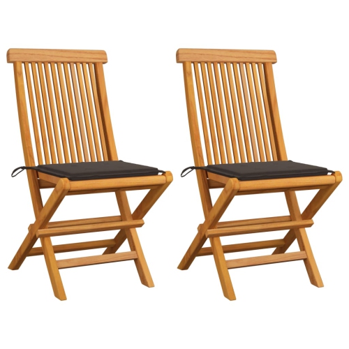 VIDAXL  Patio Chairs With Taupe Cushions 2 PCs Solid Teak Wood
