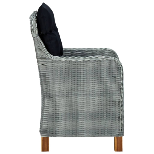 vidaXL Patio Chairs with Cushions 2 pcs Poly Rattan Light Gray