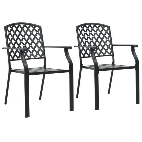 VIDAXL  Stackable Patio Chairs 2 PCs Steel In Black