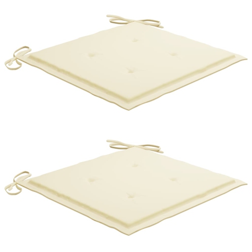 vidaXL Patio Chairs 2 pcs with Cream Cushions Solid Teak Wood