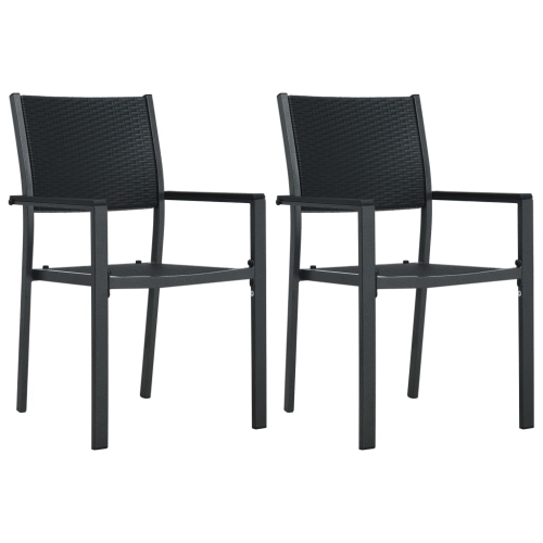 VIDAXL  Patio Chairs 2 PCs Plastic Rattan Look In Black