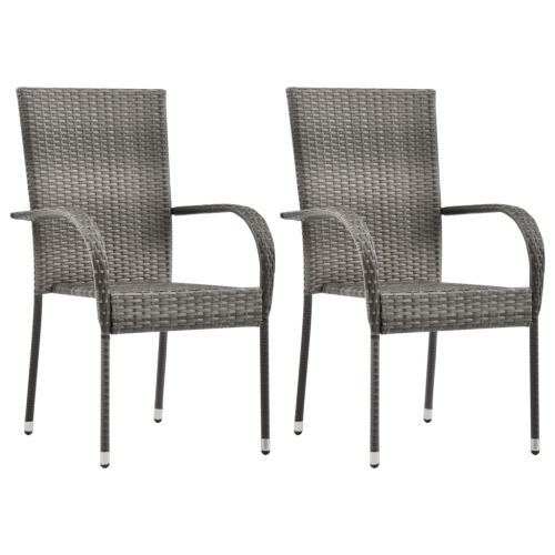 VIDAXL  Stackable Patio Chairs 2 PCs Gray Poly Rattan