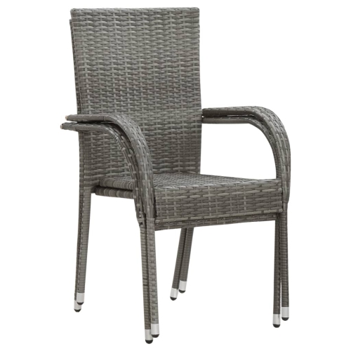 vidaXL Stackable Patio Chairs 2 pcs Gray Poly Rattan