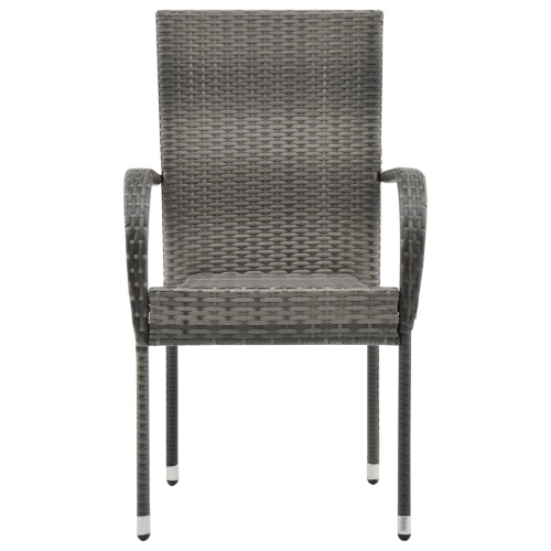 vidaXL Stackable Patio Chairs 2 pcs Gray Poly Rattan