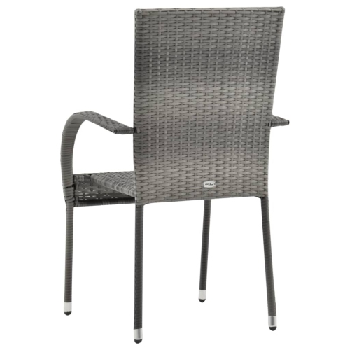 vidaXL Stackable Patio Chairs 2 pcs Gray Poly Rattan
