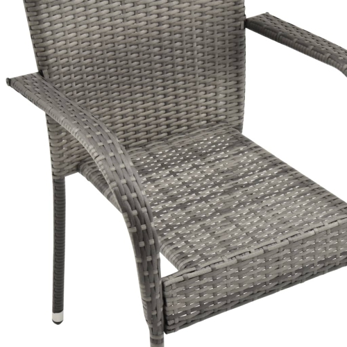 vidaXL Stackable Patio Chairs 2 pcs Gray Poly Rattan