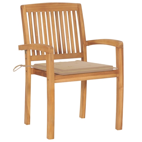 vidaXL Patio Chairs 2 pcs with Beige Cushions Solid Teak Wood