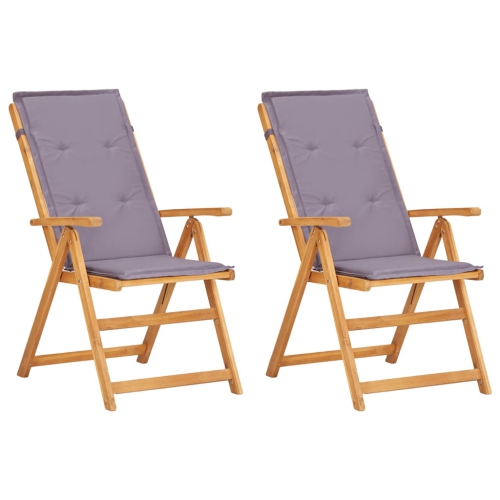 VIDAXL  Reclining Patio Chairs 2 PCs Solid Acacia Wood In Brown