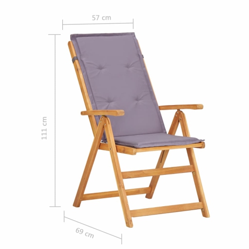 vidaXL Reclining Patio Chairs 2 pcs Brown Solid Acacia Wood