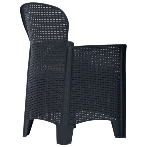 vidaXL Patio Chairs 2 pcs with Cushion Anthracite Plastic Rattan Look