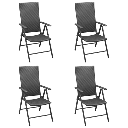vidaXL Patio Chairs 4 pcs Poly Rattan Black