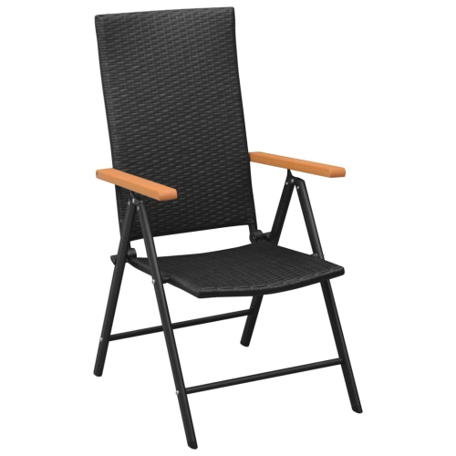 Chaises de patio VidaXL en poly rotin noir, 4 pièces