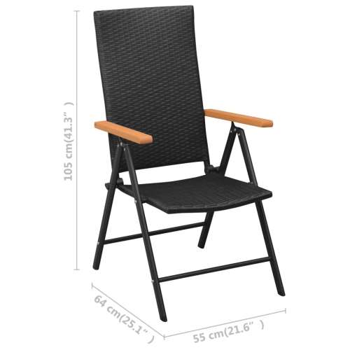 Chaises de patio VidaXL en poly rotin noir, 4 pièces