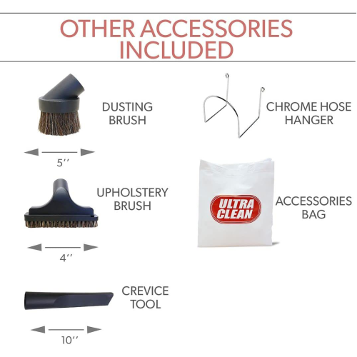 ACCESSOIRES de luxe POUR tapis à aspirateur central ULTRA CLEAN avec tuyau haute tension, 6 brosses à tapis électriques réglables, brosse à plancher