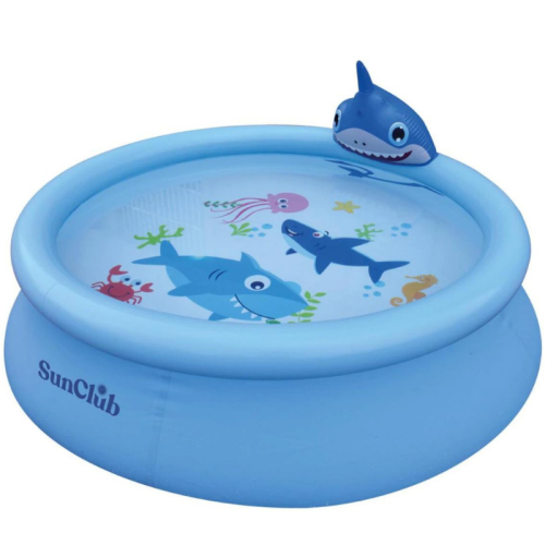 Piscine en vaporisateur Baby Shark 3D avec fontaine d'eau piscine extérieure 6,2&nbsp;pi x 1,5&nbsp;pi