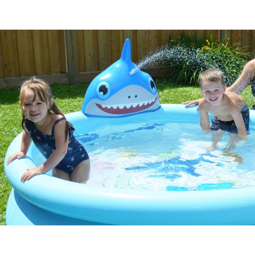 Baby Shark 3D Spray Pool with Water Fountain, Outdoor Summer Inflatable Swimming Pools, Kiddie Pools, Pool for Kids and Adults,6.2ft x 1.5ft