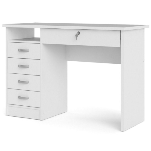 Tvilum Walden Transitional 5 Drawer Writing Desk in White