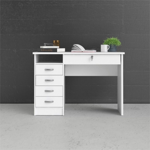 Tvilum Walden Transitional 5 Drawer Writing Desk in White