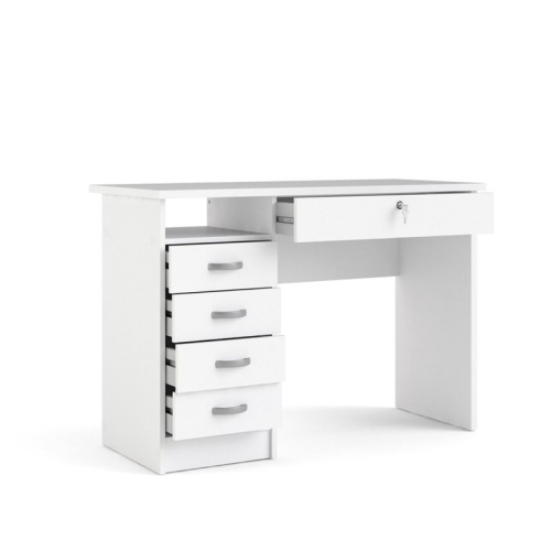 Tvilum Walden Transitional 5 Drawer Writing Desk in White