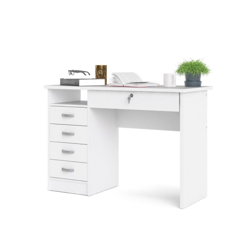 Tvilum Walden Transitional 5 Drawer Writing Desk in White