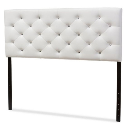 BOWERY HILL  Faux Leather Tufted Queen Panel Headboard