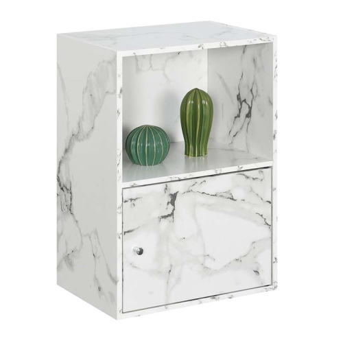 CONVENIENCE CONCEPTS  Xtra Storage 1 Door Cabinet In Faux Marble Wood Finish In White