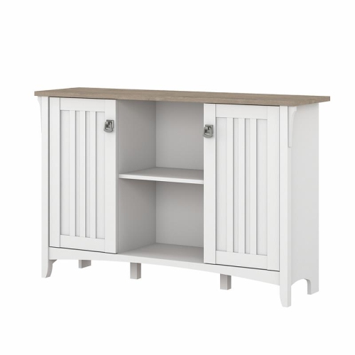 BUSH Salinas Accent Storage Cabinet With Doors In White/shiplap - Engineered Wood