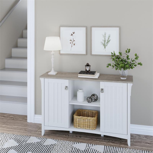 Salinas Accent Storage Cabinet with Doors in White/Shiplap - Engineered Wood