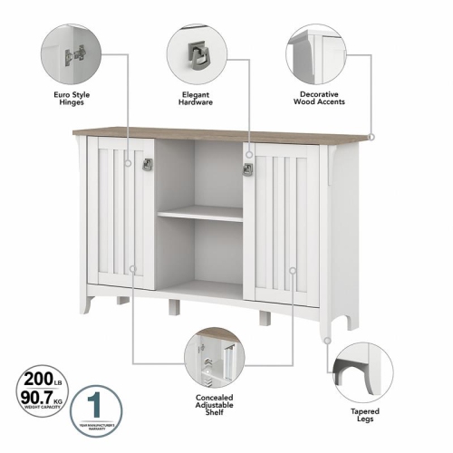 Salinas Accent Storage Cabinet with Doors in White/Shiplap - Engineered Wood