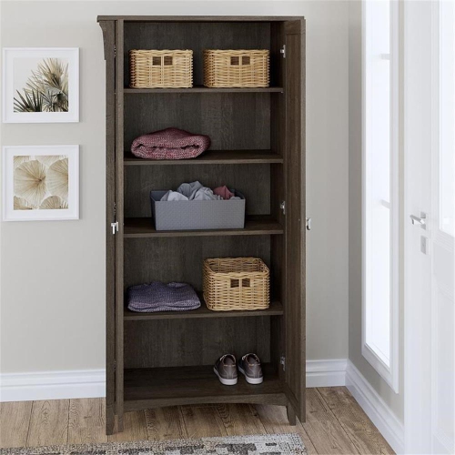 Salinas Tall Storage Cabinet with Doors in Ash Brown - Engineered Wood