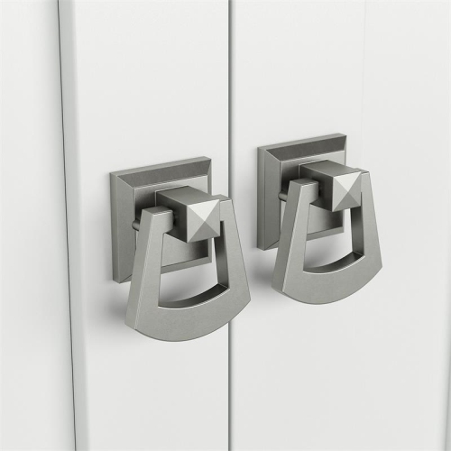 Pemberly Row Transitional Tall Storage Cabinet with Doors in White