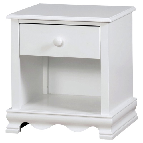 Bowery Hill Transitional Wood 1-Drawer Nightstand in White