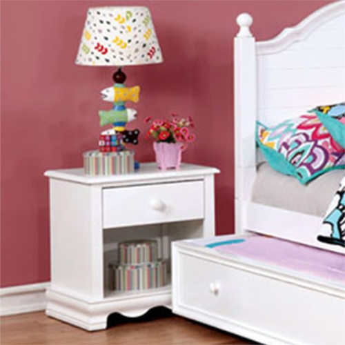 Furniture of America Poppy Transitional Wood 1-Drawer Nightstand in White