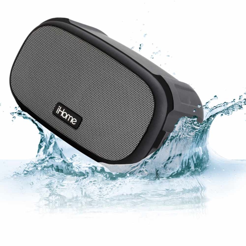 iHome iBT300BGC Water & Shock Resistant Bluetooth Speaker with 17 Hour Mega Battery - Grey