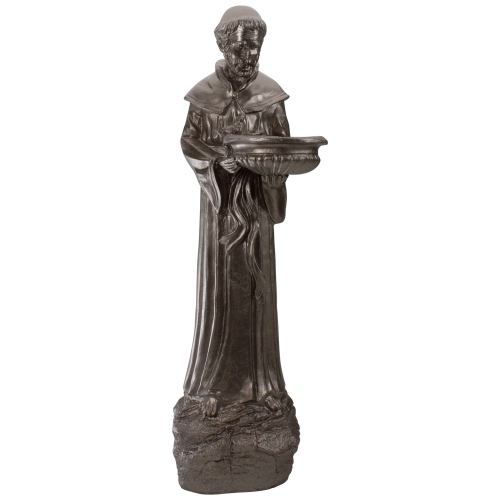 23.5" Bronze St. Francis of Assisi Religious Bird Feeder Outdoor Garden Statue