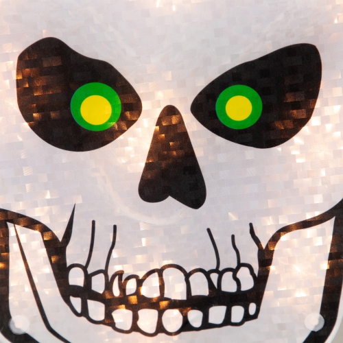 12" Lighted Holographic Halloween Skull Window Silhouette Decoration
