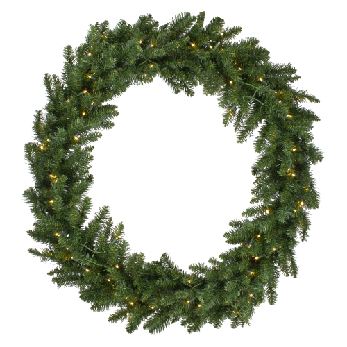 Pre-Lit LED Buffalo Fir Artificial Christmas Wreath - 48-Inch, Warm White Lights