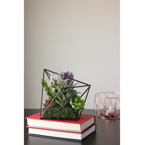 6.75" Artificial Succulents Arrangement in Diamond Metal Wire Frame