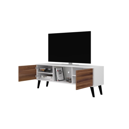 Doyers Wood 53" TV Stand in White & Nut Brown