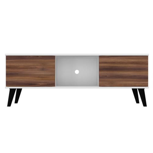 Doyers Wood 53" TV Stand in White & Nut Brown