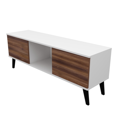 Doyers Wood 53" TV Stand in White & Nut Brown