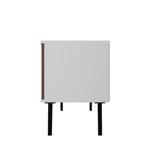 Doyers Wood 62" Mid Century Modern TV Stand in White & Nut Brown