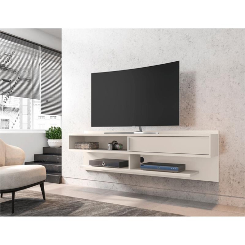 Astor Wood 71" Floating Entertainment Center in Off White