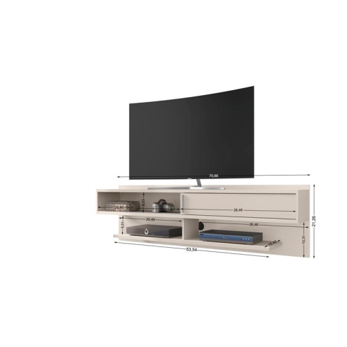 Astor Wood 71" Floating Entertainment Center in Off White